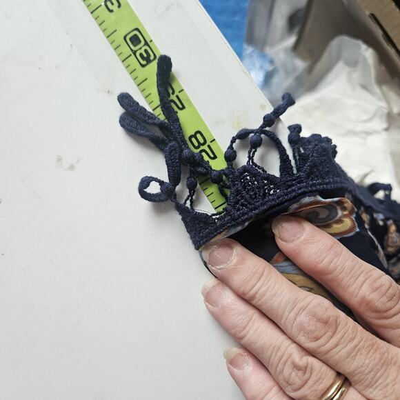 Chicos Small Medium Floral Sheer Coverup Shawl Fringe Festival Colorful Flowy - Picture 10 of 10